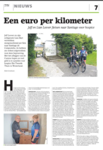 Een euro per kilometer Jeff Leever en Lian Bart naar Santiago voor Hospice Hollands Kroon.